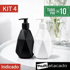 1,2,3,4 Porta Sabonete Líquido ou Álcool em Gel 500ml Diamante Branca ou Preta com trava banheiro
