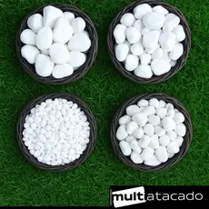 2kg Pedra Dolomita Branca Seixo Decorativa para Vasos e Jardins Ornamentais - AREIA