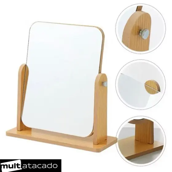 Espelho de madeira para mesa ou bancada espelho de quarto sala espelho de mesa espelho de madeira