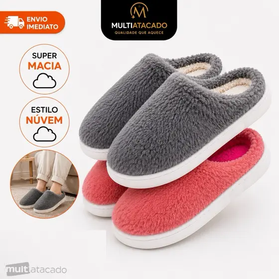 Pantufa Peluciada Masculina e Feminina Macia Quentinha Antiderrapante Conforto Inverno Casa