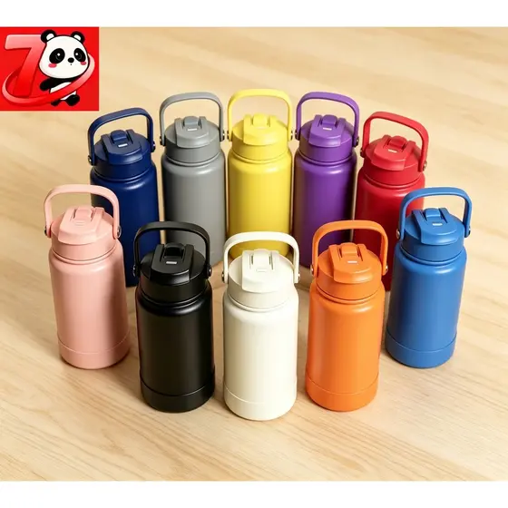 Garrafa Térmica Aço Inox copo duplo para bebe Com Canudo+ Base da Mesma Cor 1000ml/800ml/600ml/350ml