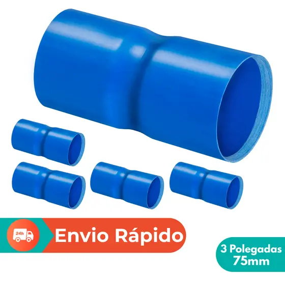 Conexão Irrigação Luva Soldável 3" - 75mm | Kit 5 Peças | Tubo PVC