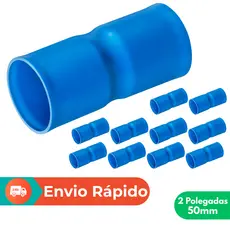 Kit 10 Luvas Cola Soldável 2" 50mm Conexão Irrigação Para Tubo PVC Azul