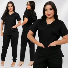 Conjunto Pijama Cirurgico Feminino Hospitalar Nao Amassa Blusa E Calça Unissex Confortavel Liso