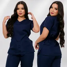 Blusa Bata Scrub Acinturada Pijama Cirurgico Hospitalar Vet Enfermagem Oxford Avulsa Nao Amassa
