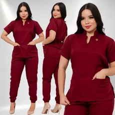 Conjunto Pijama Cirurgico Scrubs Feminino Uniforme Premium Gabardine Para Baba Hospital Professor