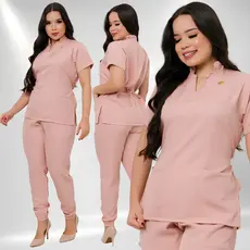 Conjunto Pijama Cirurgico Feminino Hospitalar Gabardine Poliester Não Amassa Para Estetica Clinica