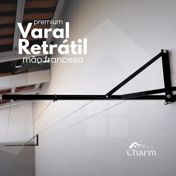 VARAL RETRATIL DE PAREDE MURO MÃO FRANCESA