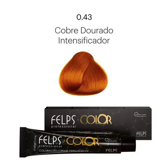 Coloração Profissional Felps Color Cobre Dourado Intensificador 0.43 - 60g