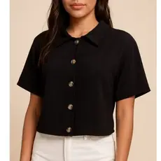 camisa social feminino blusa manga curta  e  botões