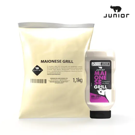 Maionese Grill Junior Molho Cremoso Gourmet Pouch 1.1Kg Molho Lanches Fritas Lanchonete Restaurante