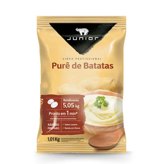 Purê De Batata Instantâneo Pouch 1.01Kg Junior Linha Profissional Sabor Caseiro Prático