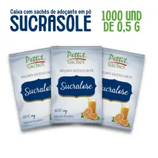 Adoçante Sucralose Em Pó Sachê 5g Pettit Caixa 1000 Unidades Café Suco Natural Bem-Estar Dieta