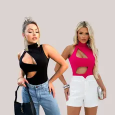 Kit 2 Body Feminino Moda Gringa Malha Canelada Sem Bojo Vick Blogueira