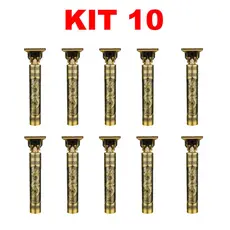 Kit5 kit10 Trimmer Máquina de Acabamento Dourado sem fio profissional para cabelo e barba masculina