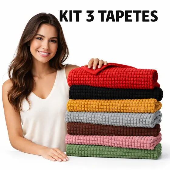 Kit 3 Tapetes Macarrão Bolinha 50x70 Antiderrapante Para Banheiro-Cozinha 100% Poliéster