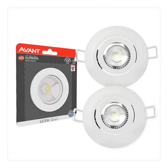 Kit 2 Spots Led Sanca 5W De Embutir Branco Frio 6500K Interior Redondo