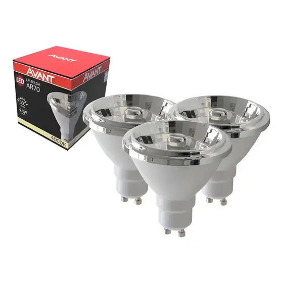Kit 3 Lâmpada Led Ar70 4.8w 4000k Gu10 Ip20 Avant 127/220v