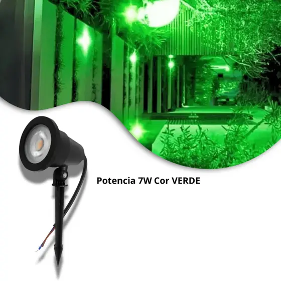 Luminária/Espeto Led Para Casa e Jardim Cor Verde 7W Proteção IP65 Super Econômica