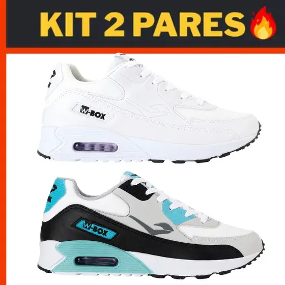 Combo Tênis Casual W-Box Pulse 90 – Masculino e Feminino com Tecnologia Air e Solado Confortável