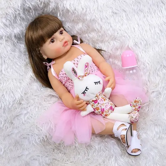 Boneca Bebê Reborn Bailarina Realista Em Vinil Siliconado Pode Dar Banho