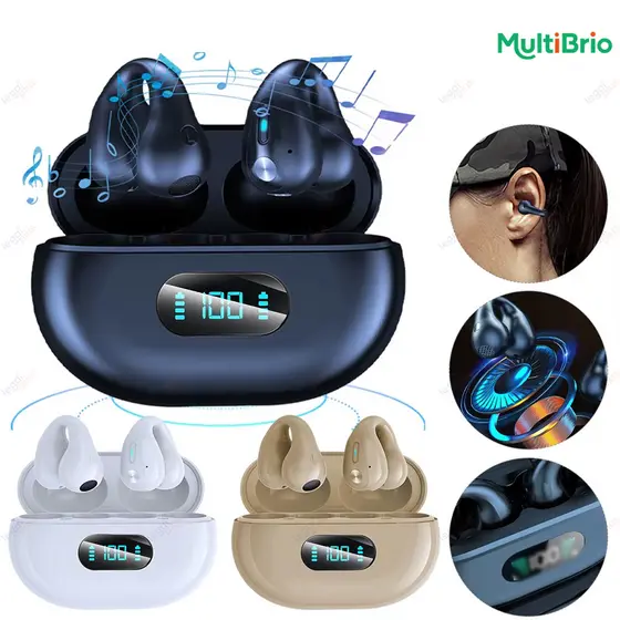 Novo Fone Bluetooth Clip | Som Claro, Ideal para Esporte e Trabalho, Autonomia Duradoura Não Intra Auricular