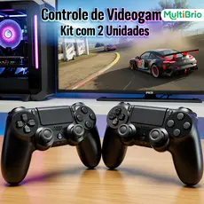Kit com 2 Unidades Controles de Jogo Sem Fio para PS4 com Função Vibração e Sensor Seis Eixos
