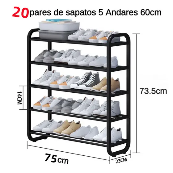 Sapateira Multiuso com 5 Andares - 75 cm de Largura Prateleira de armazenamento de sapateira