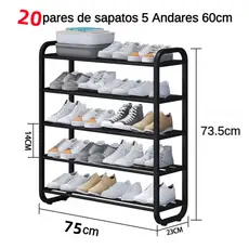 Sapateira Multiuso com 5 Andares - 75 cm de Largura Prateleira de armazenamento de sapateira