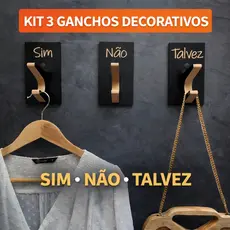 3 Ganchos Penduradores Provador Lojas Sim Não Talvez Duplo roupas acessórios