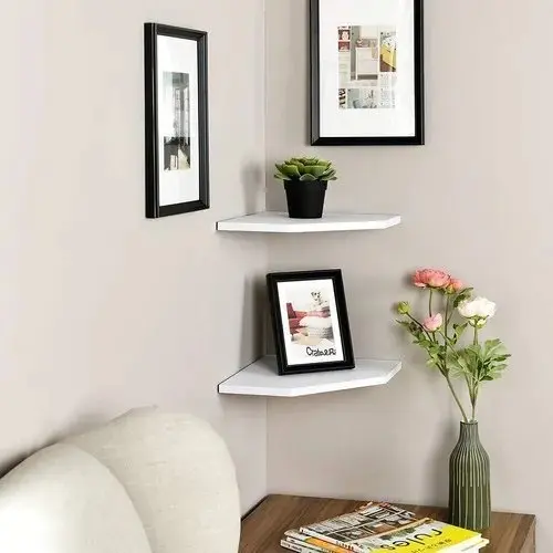 Prateleiras canto quina diamante  decoração de Quarto Infantil Cozinha Sala Escritório MDF Branco