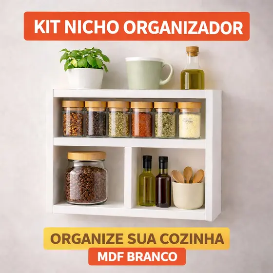 Nicho Retangular com Divisória MDF Branco