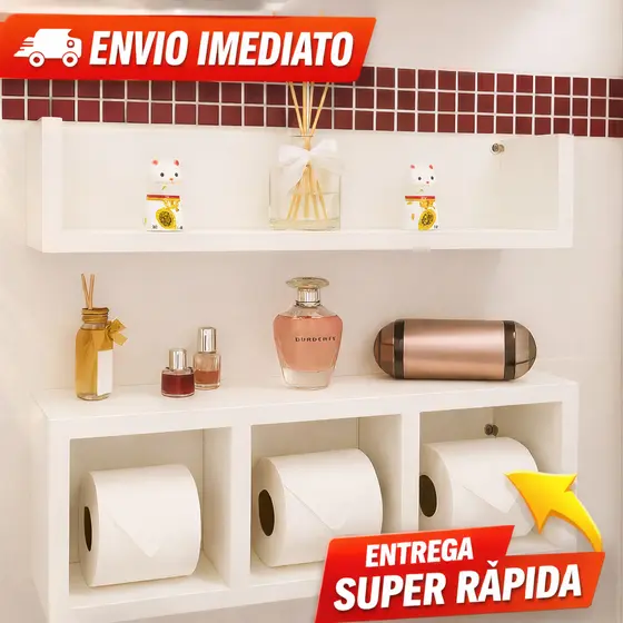 Nicho Prateleira 2 Peças para Decoração Banheiro MDF Branco Moderno Resistente
