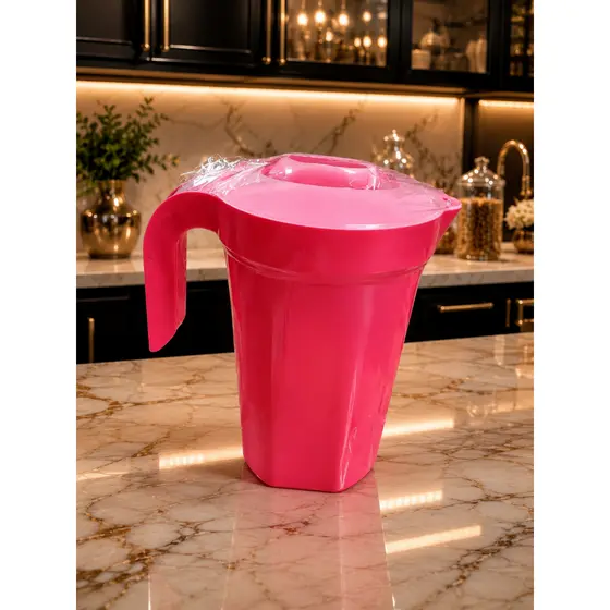Kit Jarra 1,2L com 4 Copos Plástico Transparente para Suco Água Refrigerante