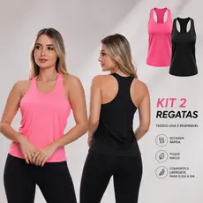 Kit 2 Regatas Nadador Feminina Dry Fit Proteção Solar Lisa Para Treino Academia Corrida Caminhada