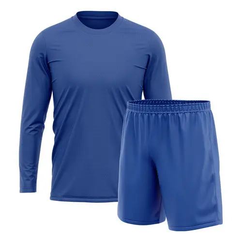 Kit Short Azul + Camiseta Masculina Manga Longa Treino