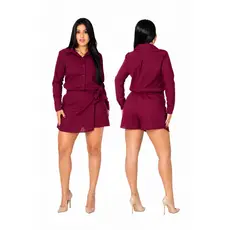🌟 Conjunto Feminino Linho Premium Camisa Social Manga Longa + Short Saia Envelope 🌟
