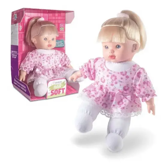 Boneca Loira Colecao Hair Soft Corpo de Pano Super Macia - Envio Imediato