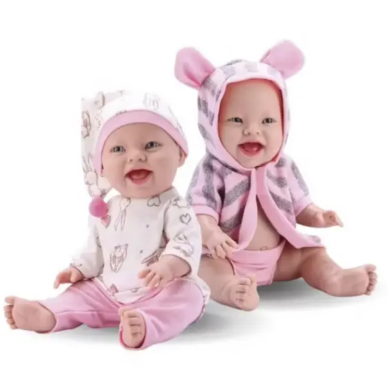Kit 2 Bonecas Coleção Baby Babilina Soninho e Banho Em Vinil Bambola - Rosa Menina