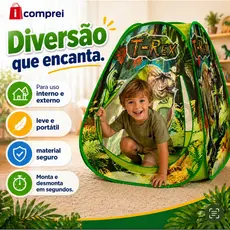 Brinquedo Infantil Menino Barraca Barraquinha Cabana Cabaninha Toca Toquinha Dinossauro Dobrável