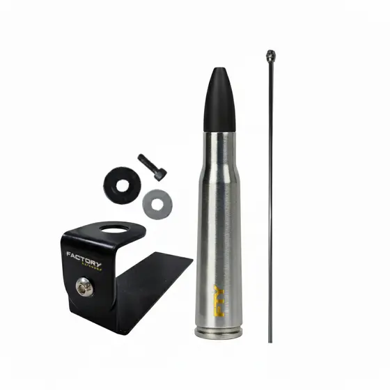 Antena Px Enfeite Bala De Prata Munição .50 Suporte Caminhonete