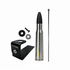 Antena Px Enfeite Bala De Prata Munição .50 Suporte Caminhonete