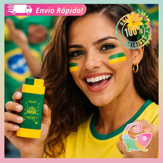 Stick Brasil Pinta Rosto Verde e Amarelo Miss Rosê Copa do Mundo