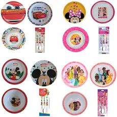 Kit Infantil Personagens 4 Peças | Prato Fundo, Raso, Bowl e Talheres