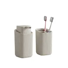 Kit 2 Acessórios Saboneteira Sabonete Líquido e Estojo Dental