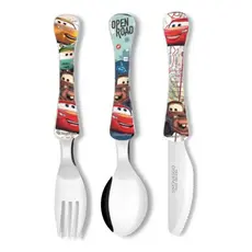 Jogo de Talheres Infantil Carros Disney 3 Peças Inox | Seguro, Resistente e Ideal para Crianças