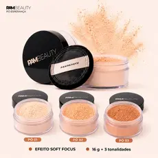 Pó facial solto PAM Beauty com efeito soft focus, controle de oleosidade, ácido hialurônico e resistência à água