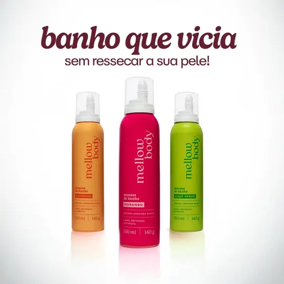 Kit Sabonete Líquido Chantilly de Banho Hidratante - Skin Care Morango Baunilha Maçã Verde Mellow