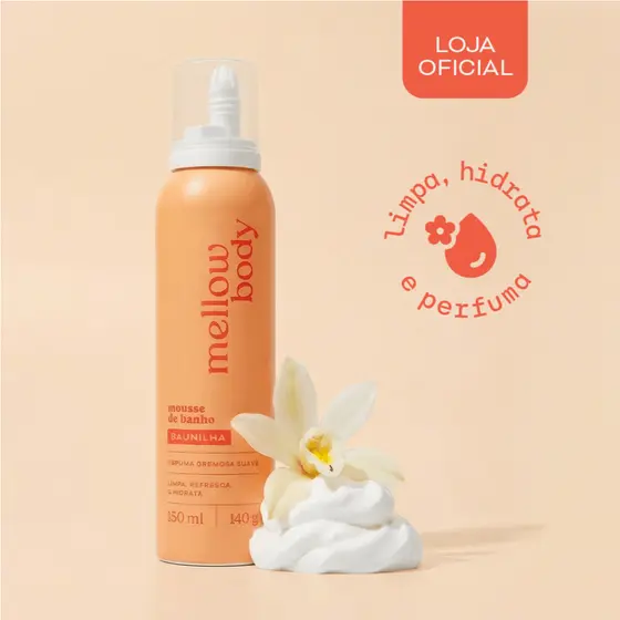 🍦 Sabonete Hidratante Perfumado Relaxante Corporal Pele Macia Mellow Body Chantilly Baunilha 150ml Mousse