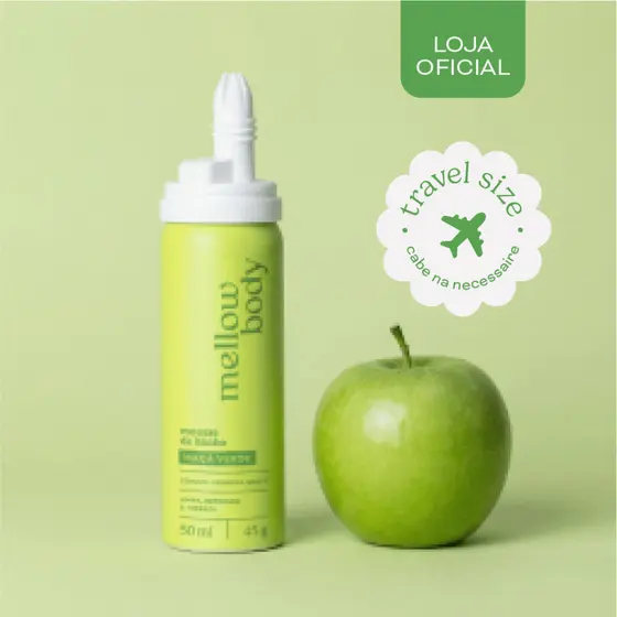 Mini Sabonete Líquido Chantilly de Banho Maçã Verde 50ml - Mellow Body – Vegano, Hidratante skincare